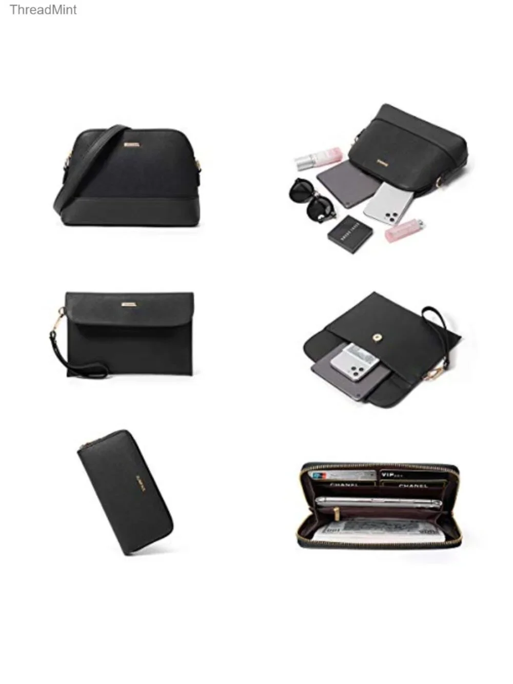 4 Pc Vegan Leather Tote Satchel Set Top Handle Handbags Messenger Wallet Clutch